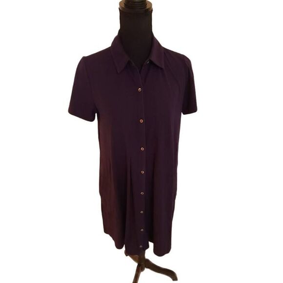 J Jill Womens Navy Blue Short Sleeve Button Front Dress Size Small - Picture 11 of 11